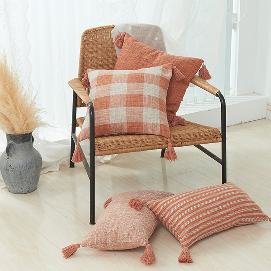 French country gingham pillow case 3カラー