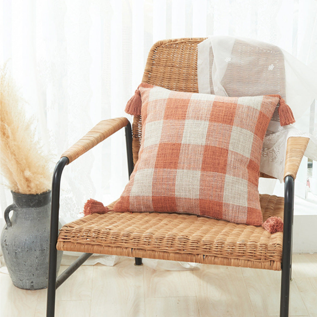French country gingham pillow case 3カラー
